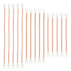 Розовое Золото 15шт. 3 размер плоский медный плетеный автомобильный заземляющий провод с наконечниками, розовое золото , 203~305x13x2 мм, 5шт / размер