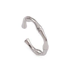 Нержавеющая Сталь Цвет Не тускнеет 304 нержавеющая сталь бамбуковое соединение открытые манжеты кольца для женщин, цвет нержавеющей стали, внутренний диаметр: 16.6 мм