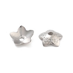 Stainless Steel Color Non-Tarnish 201 Stainless Bead Caps, Star, Stainless Steel Color, 7x7x2mm, Hole: 1.4mm
