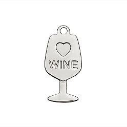 Нержавеющая Сталь Цвет 201 подвески из нержавеющей стали, бокал, цвет нержавеющей стали, 18x9x1 мм, отверстие : 1 мм