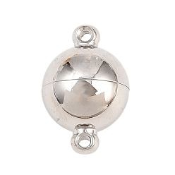 Stainless Steel Color 304 Stainless Steel Magnetic Clasps, Round, with Loops, Round Hole, Stainless Steel Color, 15x10x10mm, Hole: 1.2mm