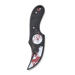 Black Halloween Acrylic Big Pendants, Dagger Charms, Black, 50x11.5x2mm, Hole: 1.6mm