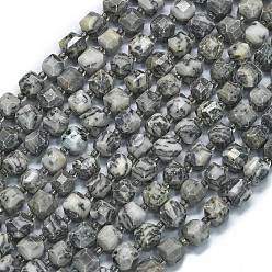 Камень Карты Натуральный камень-карта / камень пикассо / нити из бисера пикассо, с бисером, граненый стол, вырезанный куб, 8~9.3x8~9.3x8~9.3 мм, отверстие : 0.6 мм, около 38 шт / нитка, 15.35'' (39 см)