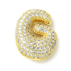 Letter G Стойки обшивки латунь кубического циркония подвески, без кадмия и без свинца, долговечный, алфавит, Буква G, 22x17.5x8 мм, отверстие : 4x2 мм