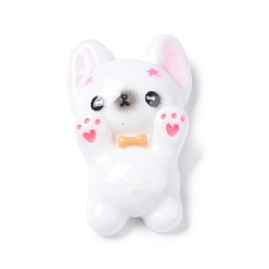 Белый Непрозрачные кабошоны из смолы, собака, белые, 29x18x7 мм