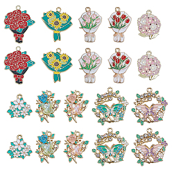 (52) Непрозрачная лаванда 20 шт 10 стили подвески из сплава эмали, , золотые, разноцветные, 17~30.5x16~28.4x1.2~6 мм, 2 шт / стиль