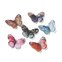 Mixed Color Transparent Acrylic Pendants, Butterfly, Mixed Color, 23x30x3.5mm, Hole: 1mm