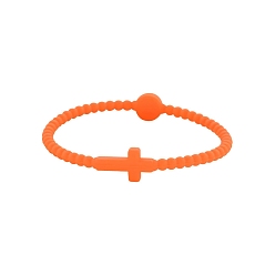 Темно-Оранжевый Детские силиконовые эластичные браслеты с крестом для девочек и мальчиков, темно-оранжевый, 6-7/8 дюйм (17.5 см)