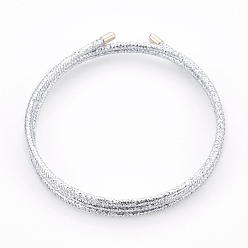 Silver 3-Loop Magnetic Cord Wrap Bracelets, Silver, 20.15 inch(51.2cm), 2mm