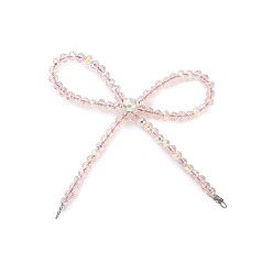 Pink Ссылки на компоненты люстры-банта из сплава и стекла, платина, розовые, 71x66.5x8 мм, отверстие : 1x1.5 мм