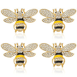Золотой 4 шт. брошь из сплава стекла в виде пчел, изысканные значки на лацкан для мужчин и женщин, золотые, 25x37 мм