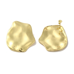 Real 18K Gold Plated Brass Stud Earrings, Cadmium Free & Lead Free, Real 18K Gold Plated, 40.5x34mm