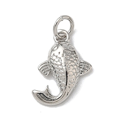Платина Латунные подвески серии «Океан», подвески-рыбки с кольцами для прыжков, стойки покрытие, без кадмия и без свинца, долговечный, платина, 15.5x12.5x3.5 мм, отверстие : 3.5 мм
