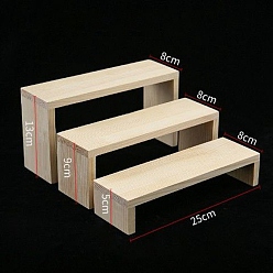 Papayawhip 3-stufige Holz-Displaypodeste, Mehrzweck-Produktorganizer für Schmuck, Kosmetika, Brille anzeigen, papayawhip, 25x8x5~13 cm, 3 Stück / Set