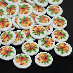 Разноцветный Кнопки для отдыха, Круглые деревянные пуговицы, 2-луночные, окрашенные, красочный, 20x4 мм, отверстие : 1.5 мм