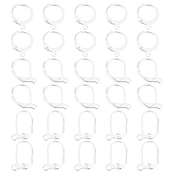 Серебро 30шт 3 стиль 304 фурнитура для сережек из нержавеющей стали, с горизонтальными петлями, серебряные, 14~19x10~12x1.5~2 мм, отверстие : 1.2~1.6 мм, штифты : 0.6~0.8x1 мм, 10 шт / стиль