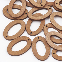 Peru Pear Wood Pendants, Dyed, Oval, Peru, 30~33.5x20~22x2.5mm, Hole: 1.6~1.8mm