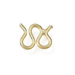 Golden Brass M-Hook Clasps, Rack Plating, Golden, 6x7.5x0.8mm