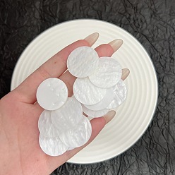 Белый Акриловые болтаться серьги стержня, плоско-круглые, белые, 60x41 мм