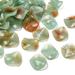 Средний Аквамарин Непрозрачные акриловые бусины, имитирующие драгоценные камни, витой плоский круглый двухцветный, средний аквамарин, 24~25x24~25x5 мм, отверстие : 1.8 мм, Около 263 шт / 500 г