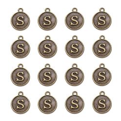 Letter S Сеттинги для кулона(кабошонов), сплав, для эмали, без кадмия и без свинца, плоские круглые с буквы, античная бронза, letter.s, 14x12x2 мм, отверстие : 1.5 мм