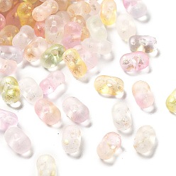 Лавандовый румянец Прозрачные матовые акриловые бусины градиентного цвета, с золотой фольгой, арахис, лавандовый румянец, 3x6x4 мм, отверстие : 1.5 мм, о: 12500 шт / 500 г