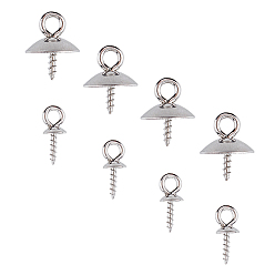 Stainless Steel Color 304 Stainless Steel Screw Eye Pin Peg Bails, For Half Drilled Beads, Stainless Steel Color, 68x52x11mm, 80pcs/box