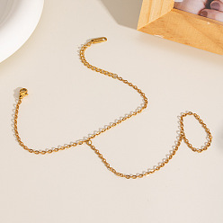 Настоящее золото 18K 304 Браслеты-кольца из нержавеющей стали с цепочкой для женщин, реальный 18 k позолоченный, 3 дюйм (7.5 см), внутренний диаметр: 6-1/2 дюйм (16.5 см), Кольцо: 80 mm внутреннего диаметра