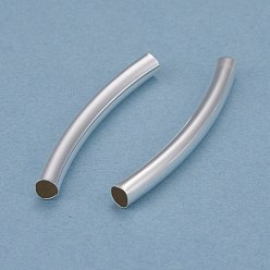 Посеребрённый Бисера латунной трубки, долговечный, изогнутые бусины, трубка, 925 серебро покрытием, 40x4 мм, отверстие : 3 мм