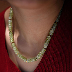 Dark Sea Green Glass Rondelle Beaded Necklaces with Alloy OT Clasps for Women, Golden, Dark Sea Green, 17.72 inch(45cm)