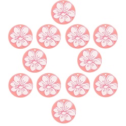 Pale Violet Red Cellulose Acetate(Resin) Pendants, 3D Printed, Flat Round with Flower, Pale Violet Red, 35x2.5mm, Hole: 1.8mm, 12pcs