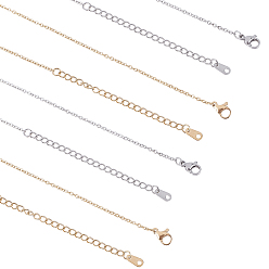 Golden & Stainless Steel Color 304 Stainless Steel Cable Chain Necklaces, Golden & Stainless Steel Color, 17.32 inch(44cm), 2 colors, 6pcs/color, 12pcs/box