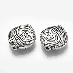 Antik Silber Farbe Tibetischer stil legierung perlen, cadmiumfrei und bleifrei, Flachrund, Antik Silber Farbe, 14.5x13.5x4.5 mm, Bohrung: 1.6 mm, ca. 340 Stk. / 1000 g