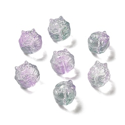 Лиловый Прозрачные стеклянные бусины, градиент цвета, дракон, сирень, 13.5x13x12.5 мм, отверстие : 1 мм