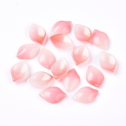 Red Imitation Jade Glass Pendants, Petal, Red, 19x13x4.5mm, Hole: 1mm