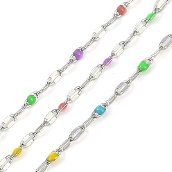 (52) Непрозрачная лаванда Латунные цепочки, с эмалью, с катушкой, пайка без свинца и кадмия, платина, разноцветные, 4x2x0.2 мм