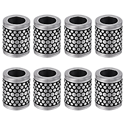 Antique Silver 8Pcs 304 Stainless Steel European Tube Beads, Large Hole Beads, Antique Silver, 12.5x10mm, Hole: 6mm
