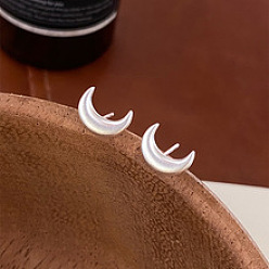 Матовый Серебристый Цвет 925 серьга из стерлингового серебра, луна, матовый серебристый цвет, 10x8 мм