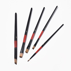 Black Wooden Paint Brushes Pens Sets, For Watercolor Oil Painting, Black, 180~198x5~9.5mm, brush: 11~16x2~10mm, 5pcs/set