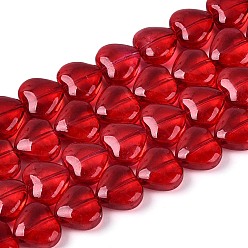 Малиновый Краска для выпечки, прозрачные стеклянные бусины, нити, сердце, малиновый, 9.5~10x10.5x5~5.5 мм, отверстие : 0.8~0.9 мм, около 70 шт / нитка, 25.59~26.38 дюйм (65~67 см)