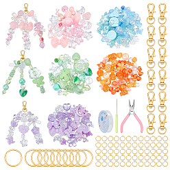 (52) Непрозрачная лаванда Сделай сам наборы для ключей, включая стальные плоскогубцы с тонкими губками, железный шарик шила, сплав поворотный Lobster Claw застежками, Эластичная кристальная нить, 304 кольца прыжок из нержавеющей стали, Акриловые бусины, разноцветные, 32x12 мм