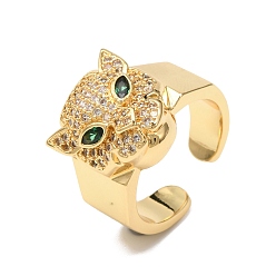 Настоящее золото 18K Кольцо-манжета с фианитами и леопардовым принтом, без кадмия и без свинца, латунные украшения для женщин, реальный 18 k позолоченный, размер США 7 1/4 (17.5 мм)