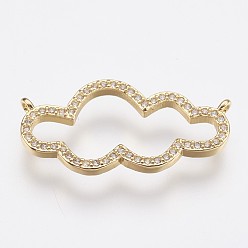 Золотой Латунные микро проложить кубического циркония подвески, облако, золотые, 13x25.5x2 мм, отверстие : 1 мм