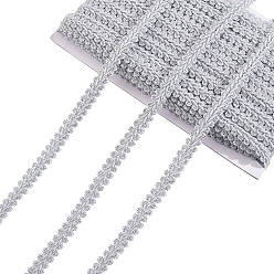 Silver Polyester Centipede Braided Wavy Ribbon, Jacquard Ribbon, Tyrolean Ribbon, Garment Accessories, Silver, 1/2 inch(13mm)