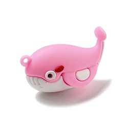 Pearl Pink PVC 3D Plastic Pendants, for Key Chain Bag Hanging Ornaments, Whale, Pearl Pink, 48x23.5x25mm, Hole: 2mm