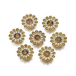 Свет Колорадо Топаз Шить на горный хрусталь, прозрачное стекло горный хрусталь, с настройками железного зубца, граненые, цветок, свет Колорадо Топаз, 14x4.5 мм, отверстие : 1.2 мм