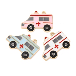 (52) Непрозрачная лаванда Подвески из эмали и сплава, без кадмия, без никеля и без свинца, стойки покрытие, золотые, талисман скорой помощи, разноцветные, 22x30.5x2 мм, отверстие : 1.8 мм