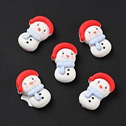 White Opaque Christmas Resin Cabochons, Snowman with Red Hat, White, 24.5x16x8mm