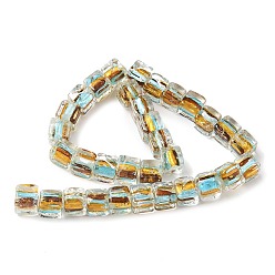 Темно-Золотистый Шарики серебряной фольги стекла, кубические, темные золотарник, 10~11.5x9.5~10.5x10~10.5 мм, отверстие : 1.2~1.6 мм