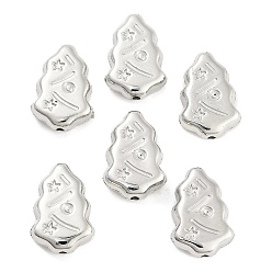 Platinum Christmas Theme CCB Plastic Beads, Christmas Tree, Platinum, 17x12x5mm, Hole: 1.5mm, 794pcs/500g